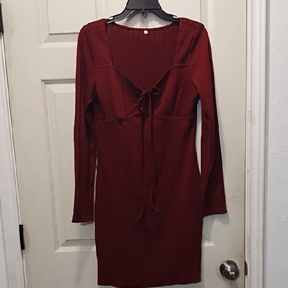 No Label  Burgundy Long Sleeve Dress